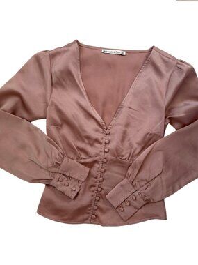 Abercrombie & Fitch pink silky blouse top